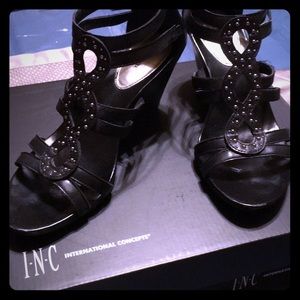 Style &co black stud wedge sandal **